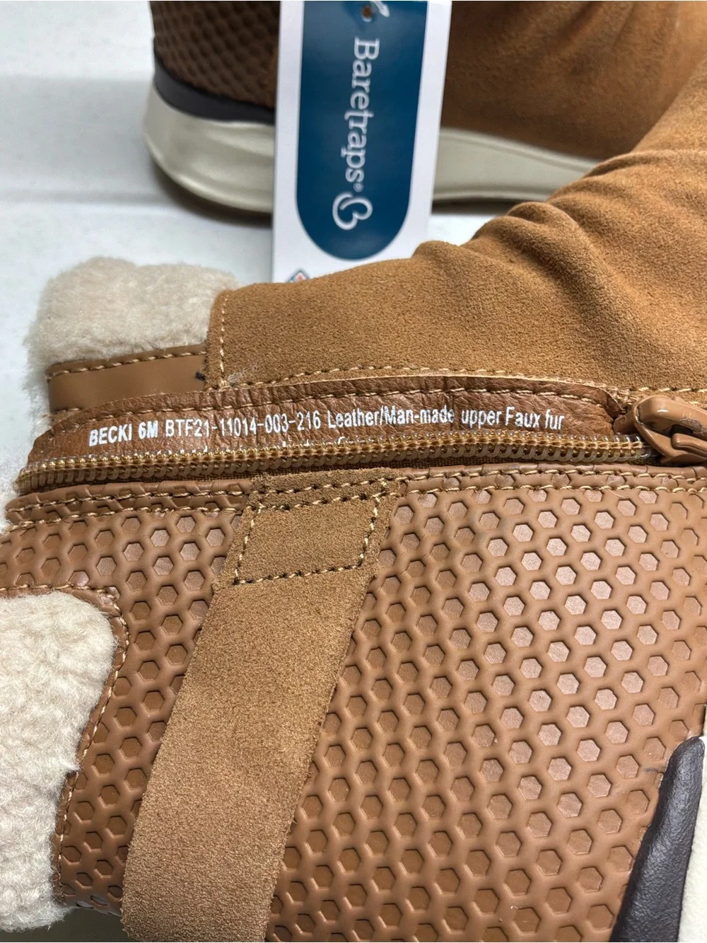 Baretraps Women's Tan Faux-Shearling Ankle Boot